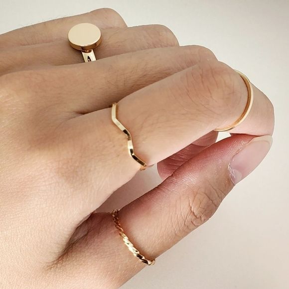 Chevron and Midi Stacking Ring Set - Picture 2 of 2